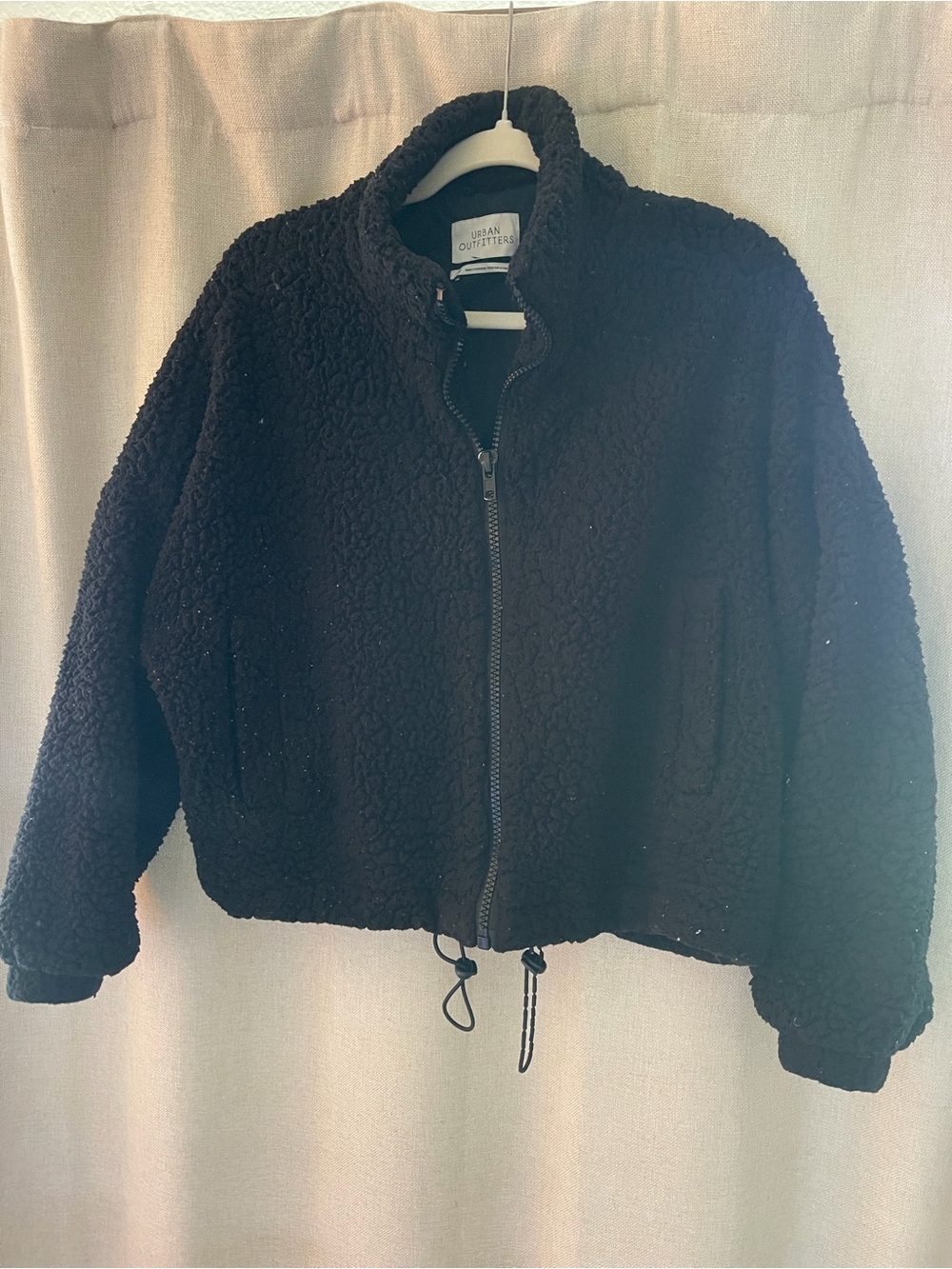 Urban Outfitters Black Teddy Sherpa Zip Jacket
